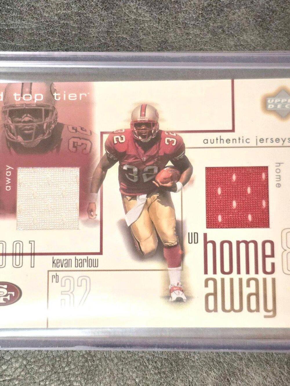 2001 Upper Deck Top Tier Home and Away Jerseys #HAKB Kevan Barlow Football Card